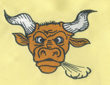 cow head embroidery sample
